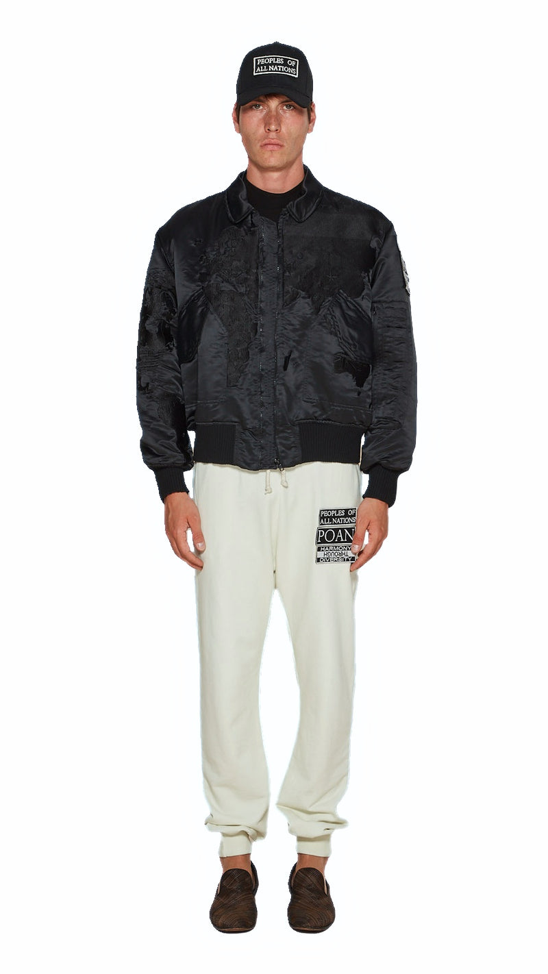 Hero World Map Bomber Jacket Men Black, detail – POAN