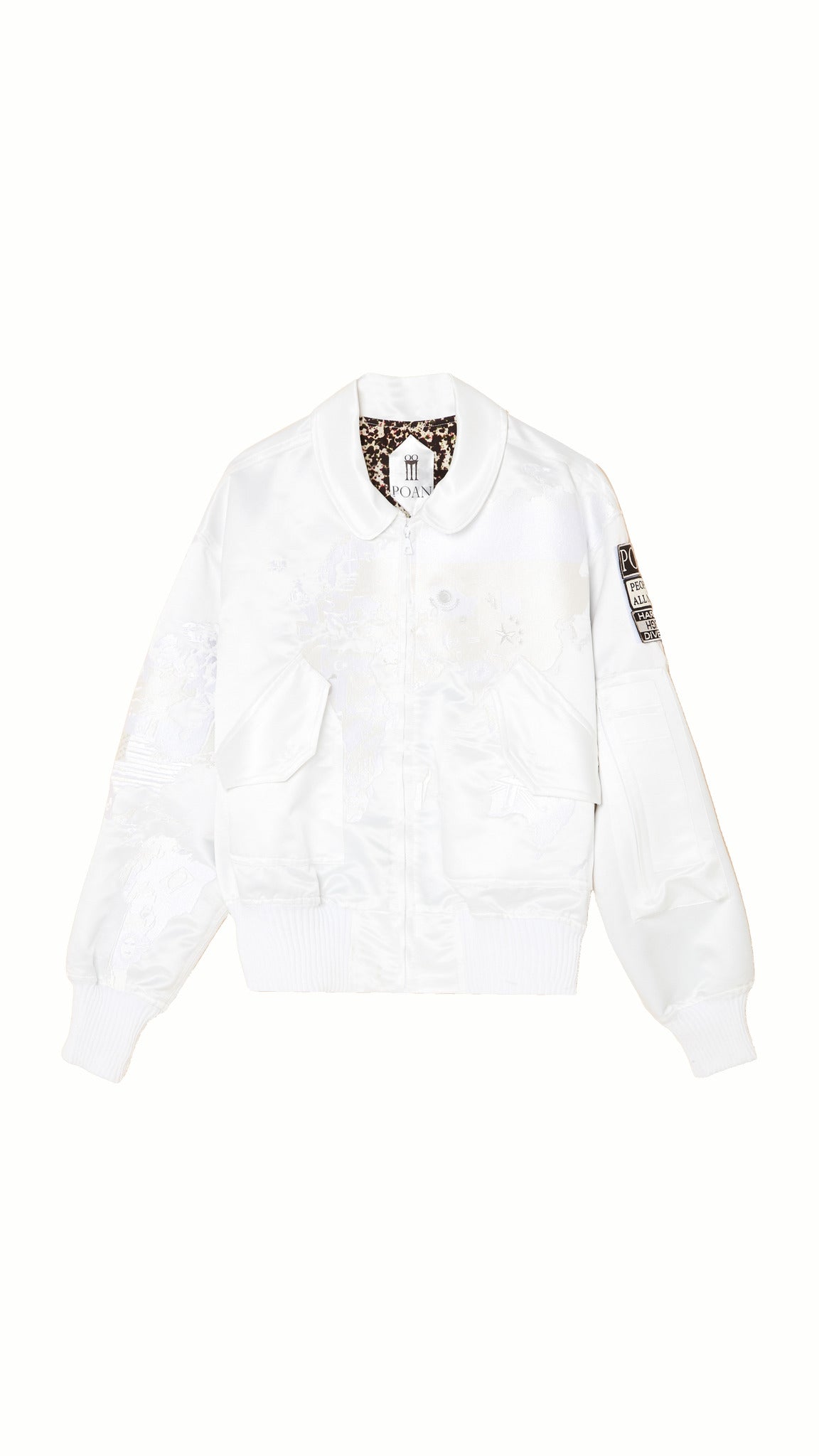 Hero World Map Bomber Jacket Men Ivory, product – POAN