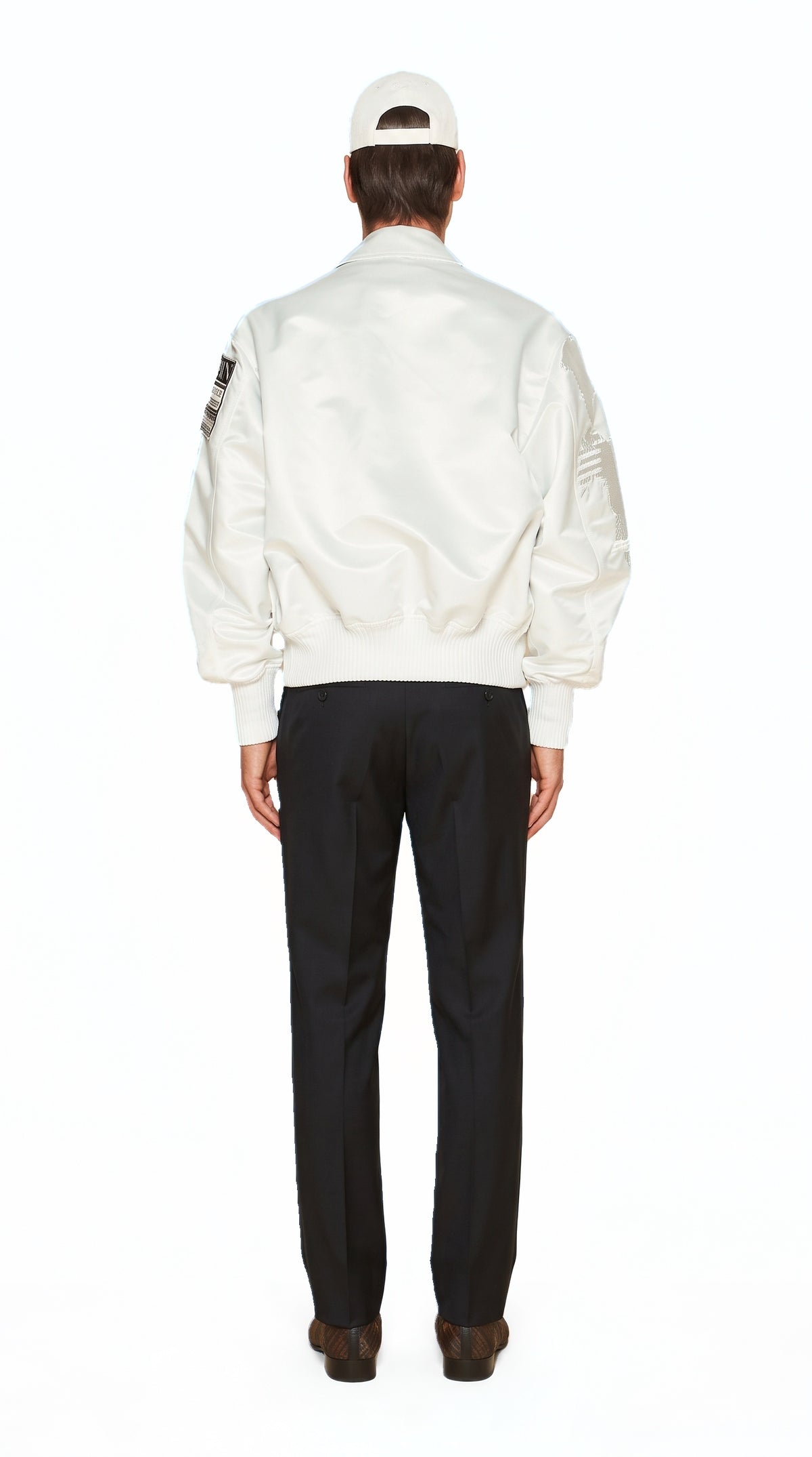 Hero World Map Bomber Jacket Men Ivory, back view – POAN