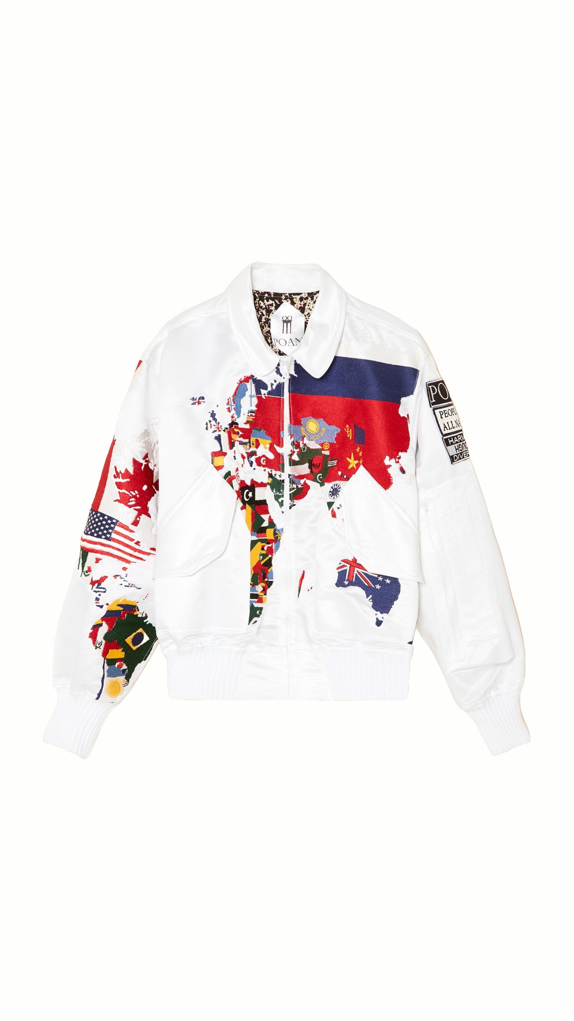 Hero World Map Bomber Jacket Multi Men Ivory, product – POAN