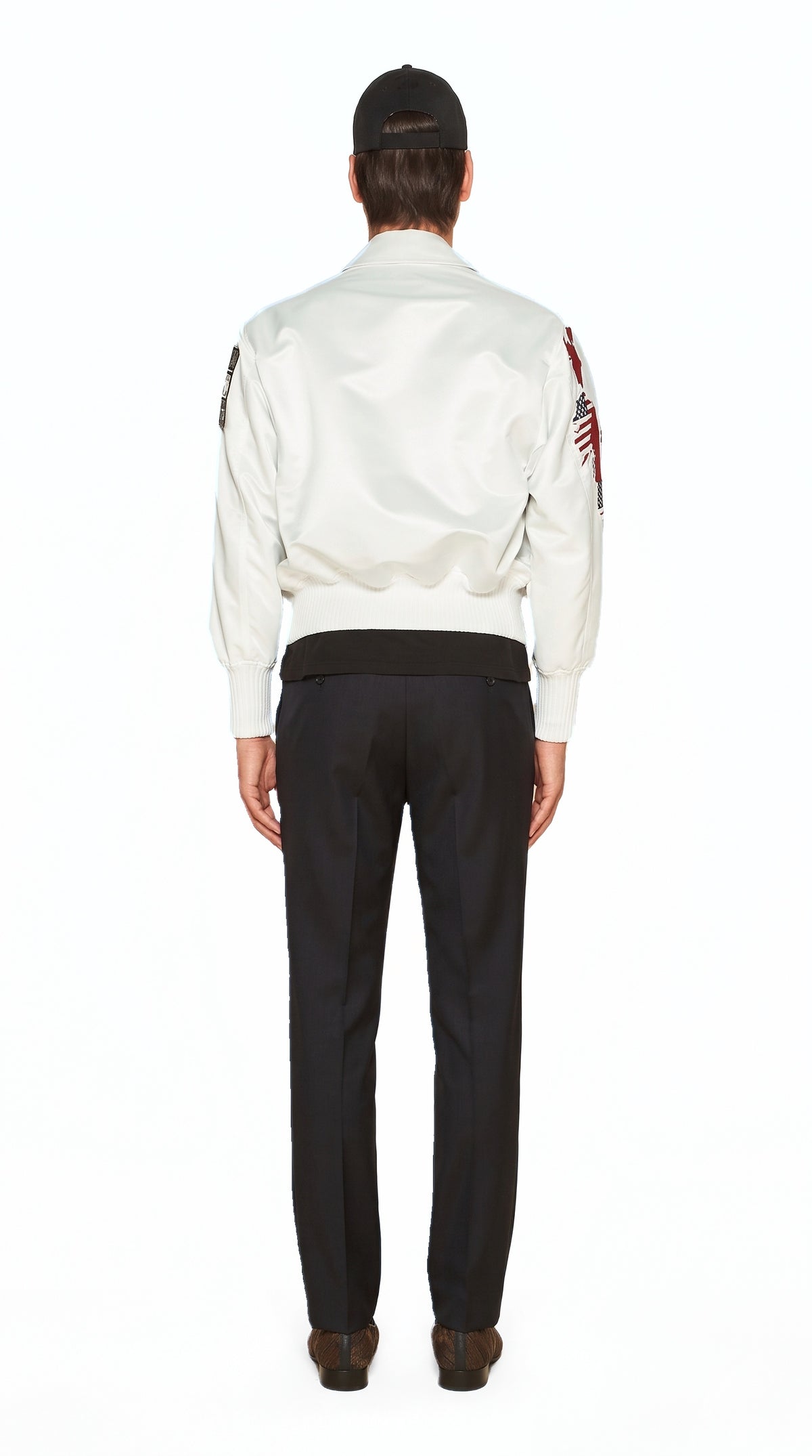 Hero World Map Bomber Jacket Multi Men Ivory, back view – POAN