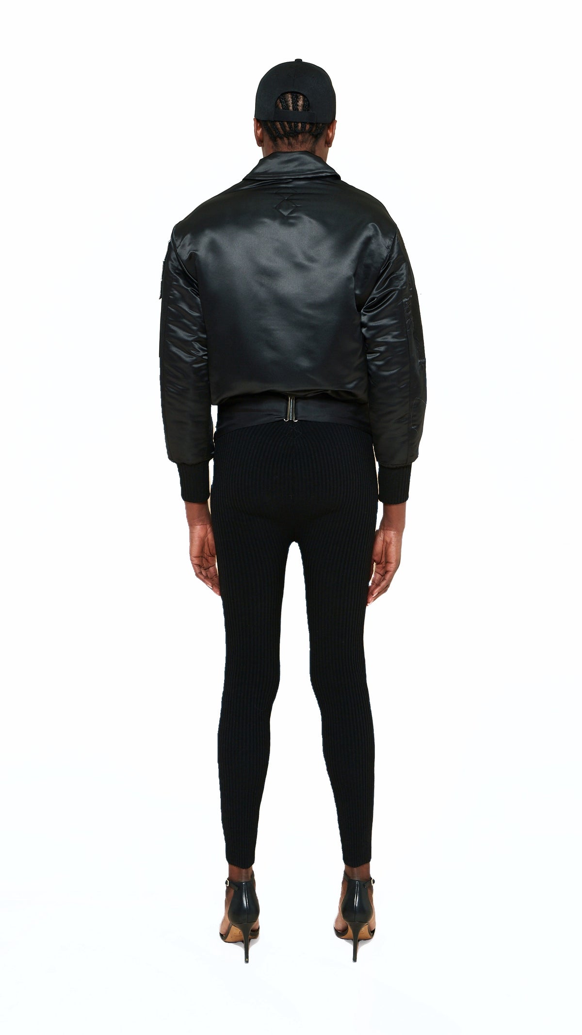 Hero World Map Bomber Jacket Women Black, back view – POAN
