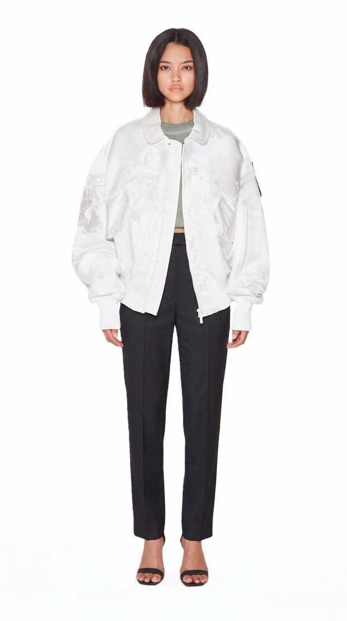Hero World Map Bomber Jacket Women Ivory, front view – POAN