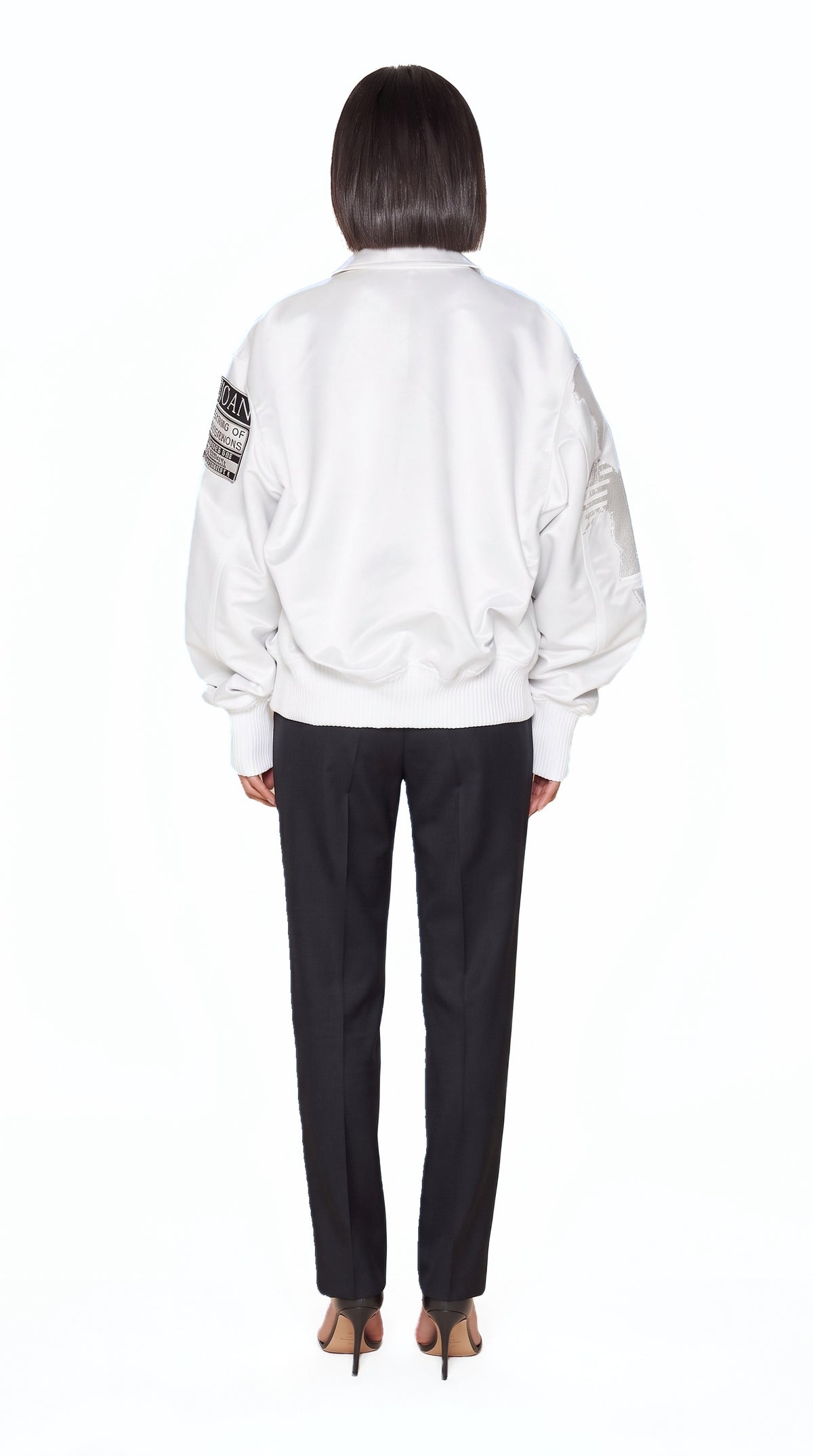 Hero World Map Bomber Jacket Women Ivory, back view – POAN