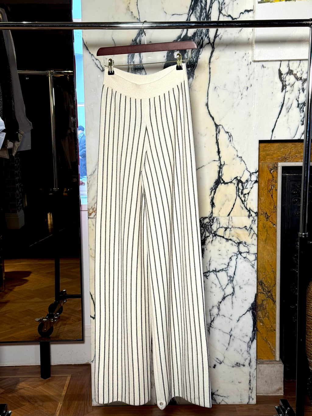 Elva Knitted Palazzo Trousers Women Ivory