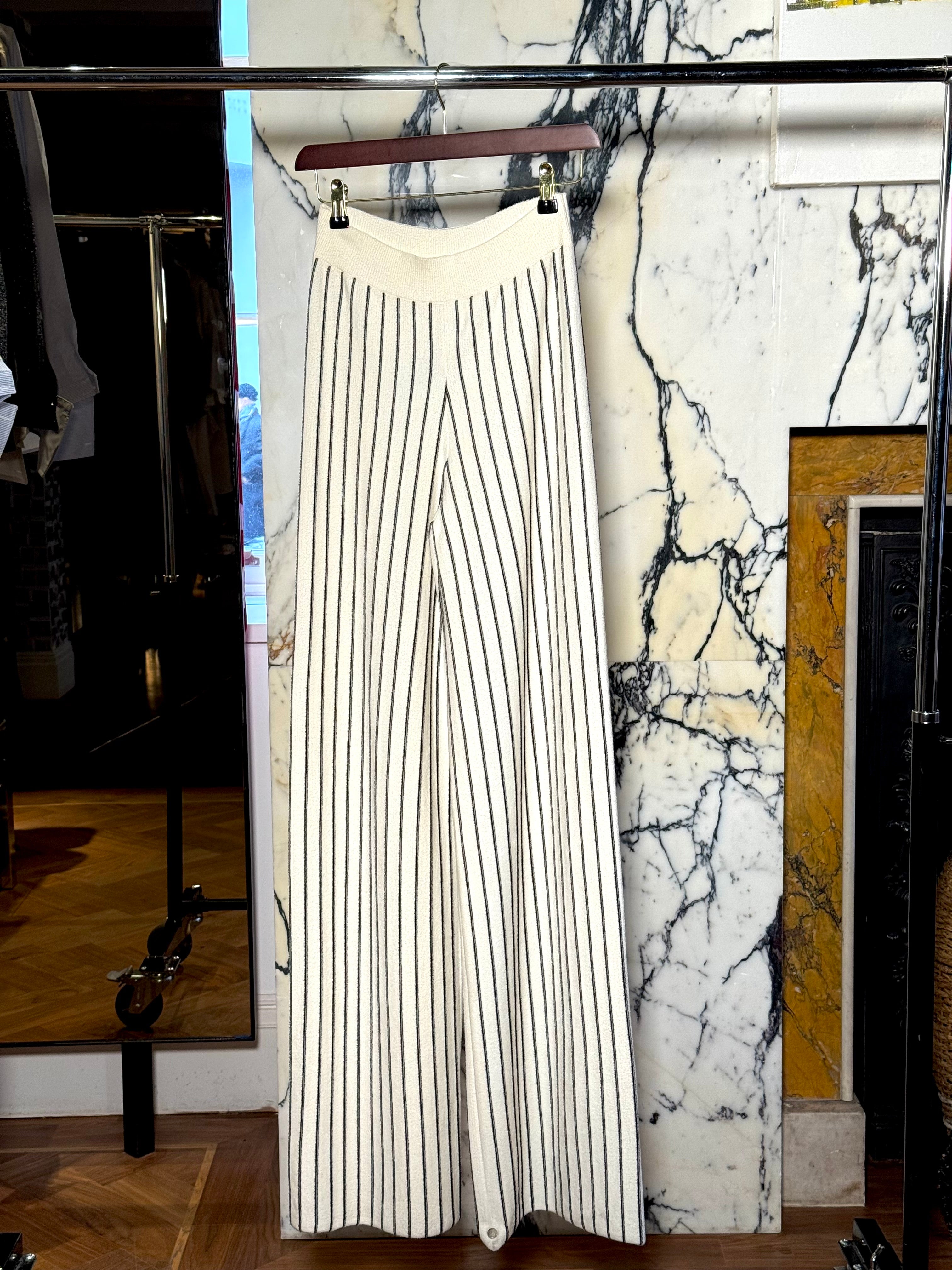 Elva Knitted Palazzo Trousers Women Ivory