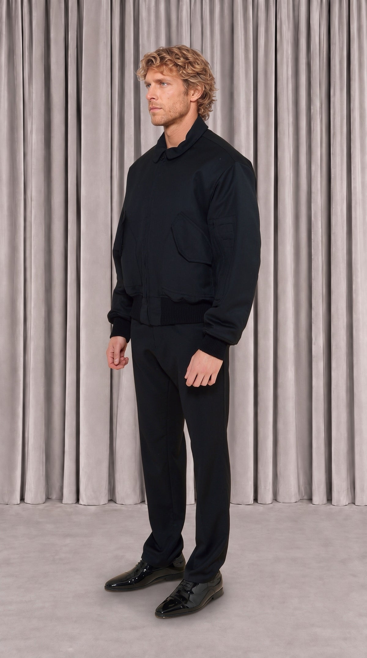 Iceman Bomber Jacket Men Black, side view – POAN