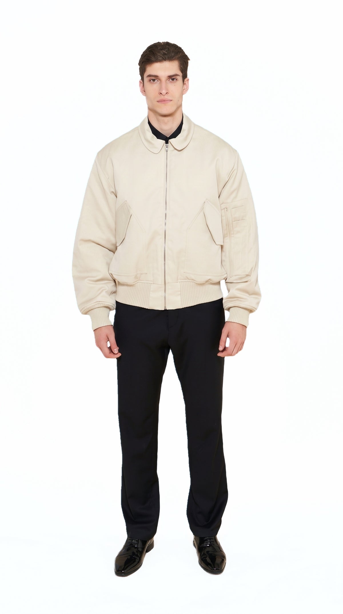 Iceman Bomber Jacket Men Ivory, front view – POAN