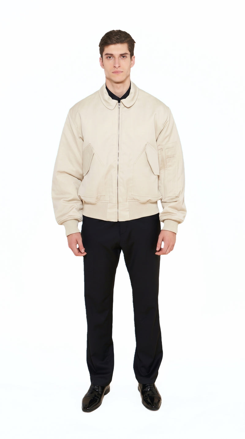 Iceman Bomber Jacket Men Ivory, front view – POAN