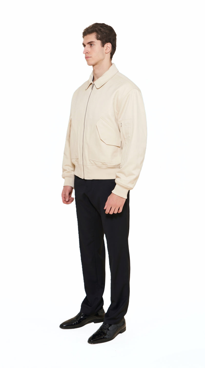 Iceman Bomber Jacket Men Ivory, side view – POAN