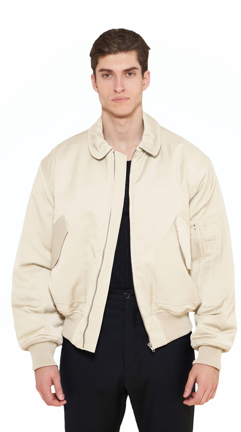 Iceman Bomber Jacket Men Ivory, detail – POAN
