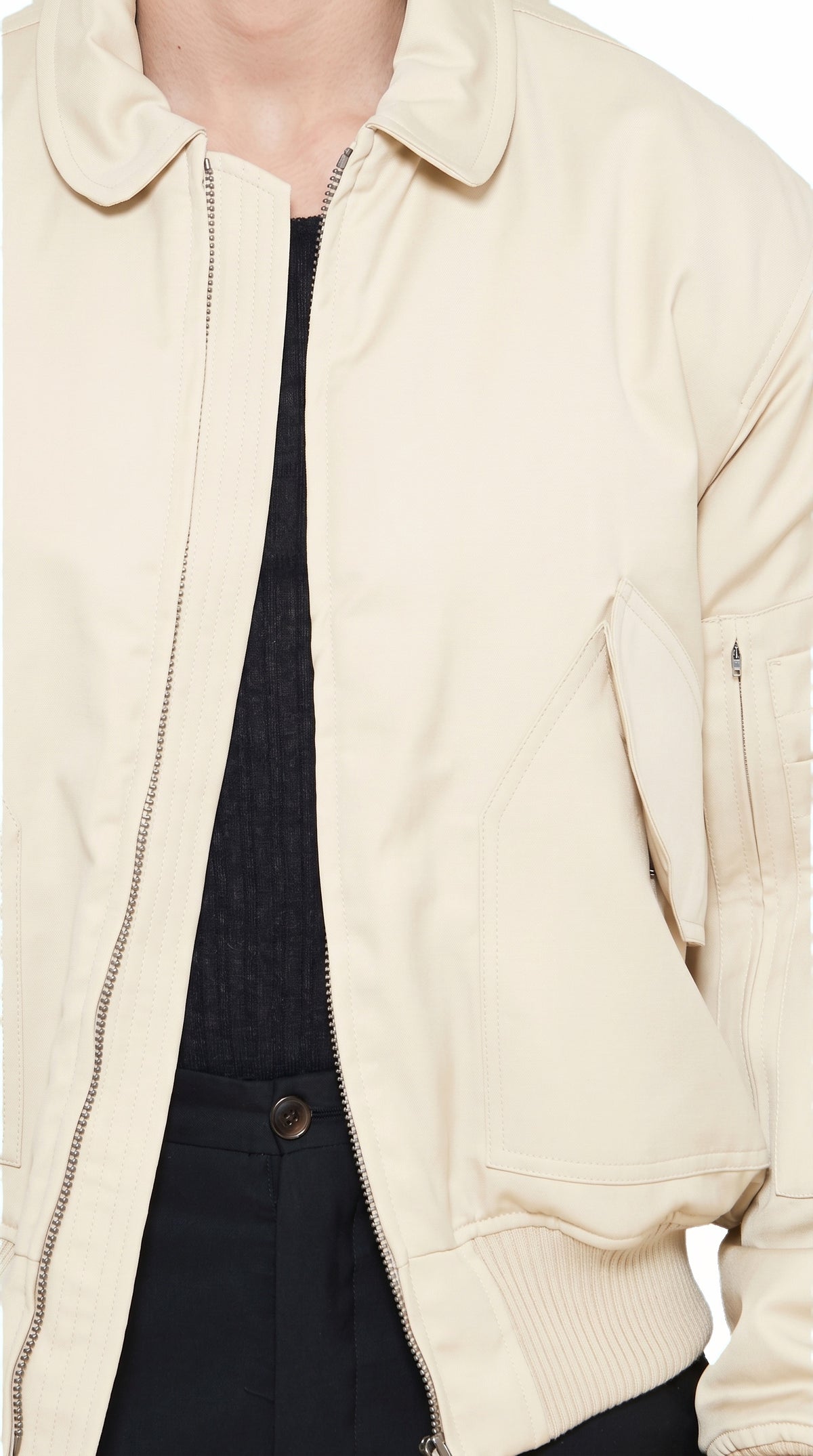 Iceman Bomber Jacket Men Ivory, detail – POAN