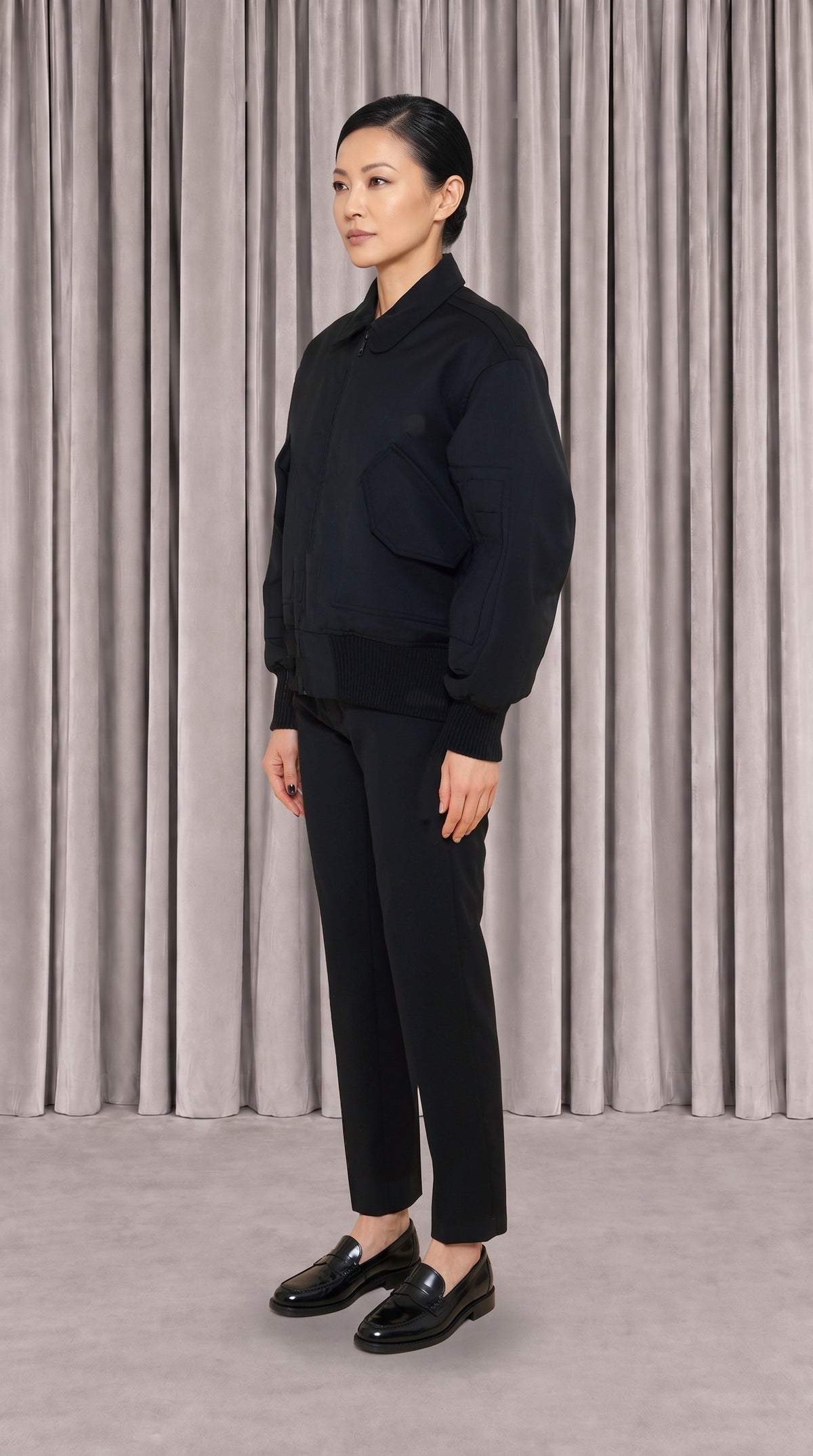 Iceman Bomber Jacket Women Black, side view – POAN