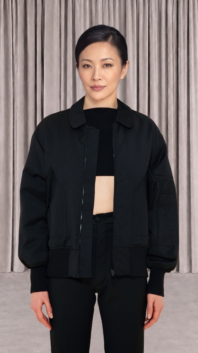 Iceman Bomber Jacket Women Black, detail – POAN