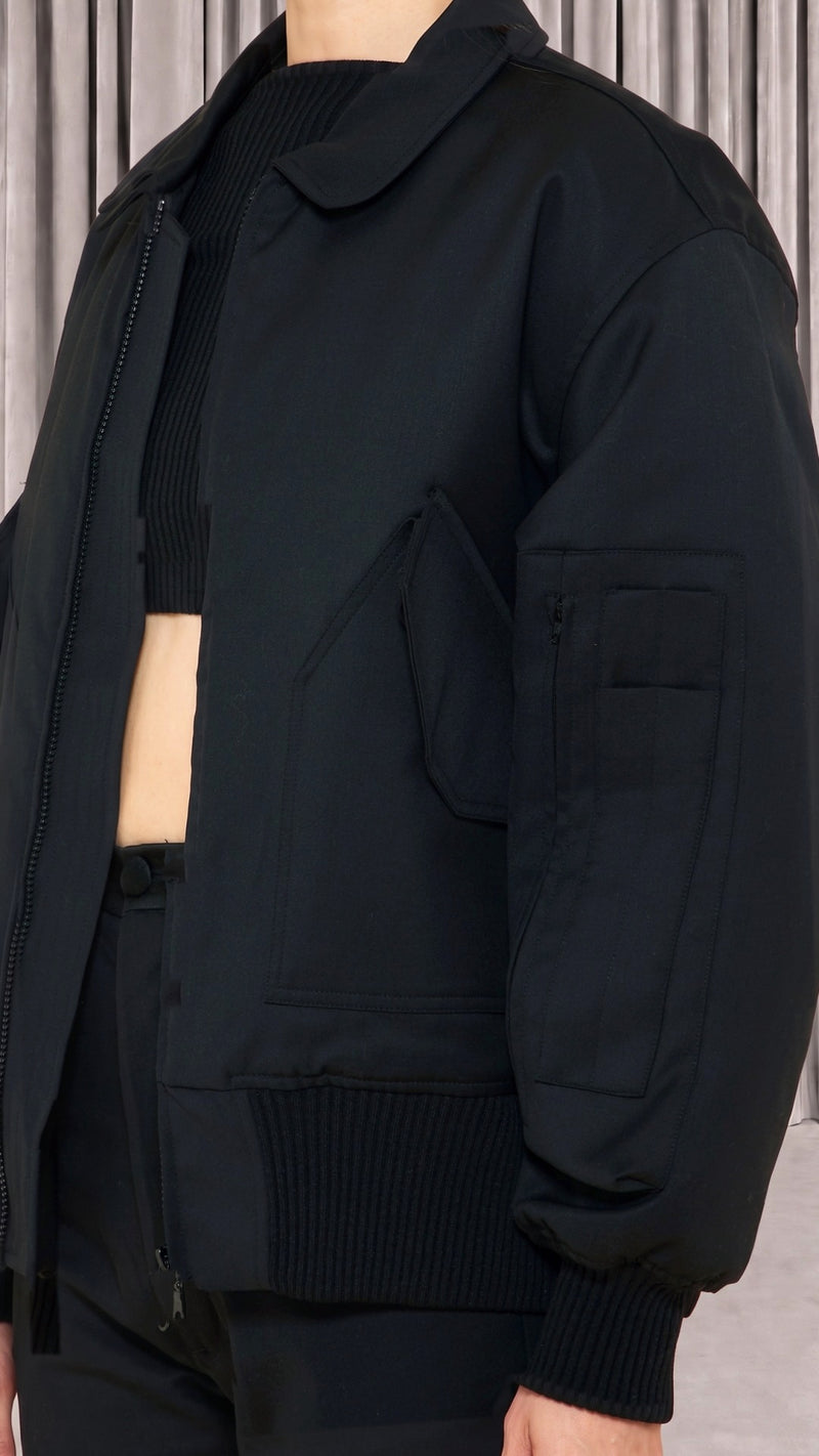 Iceman Bomber Jacket Women Black, detail – POAN