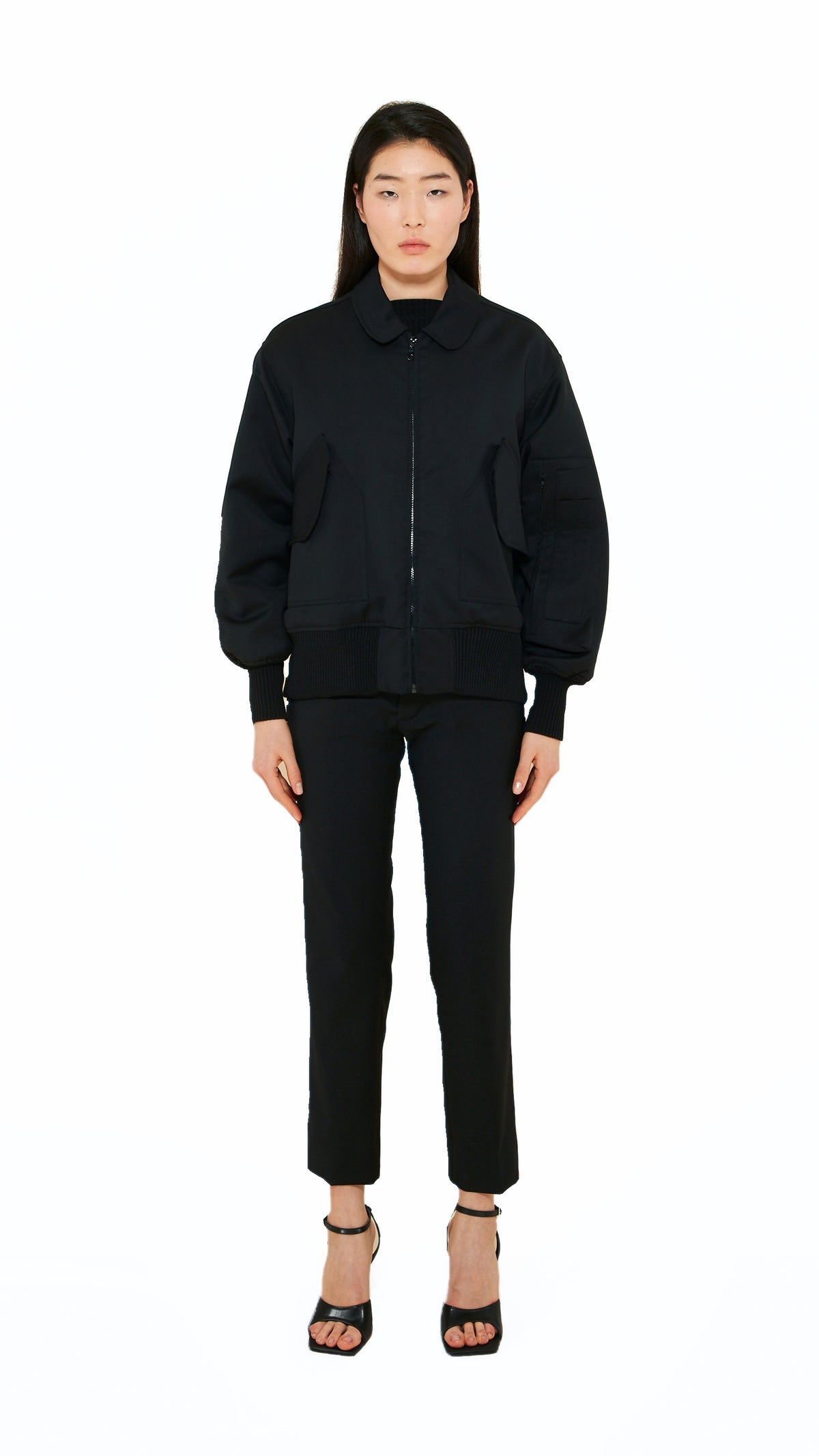 Iceman Bomber Jacket Women Black, front view – POAN