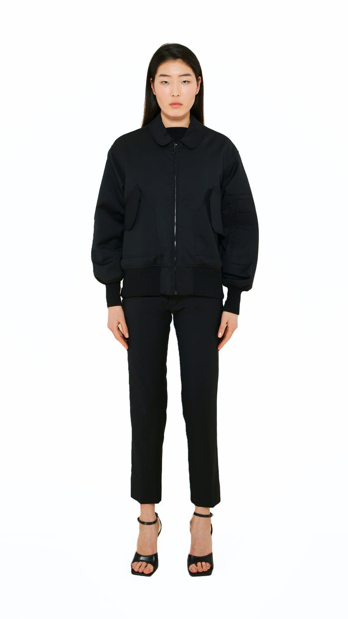 Iceman Bomber Jacket Women Black, front view – POAN