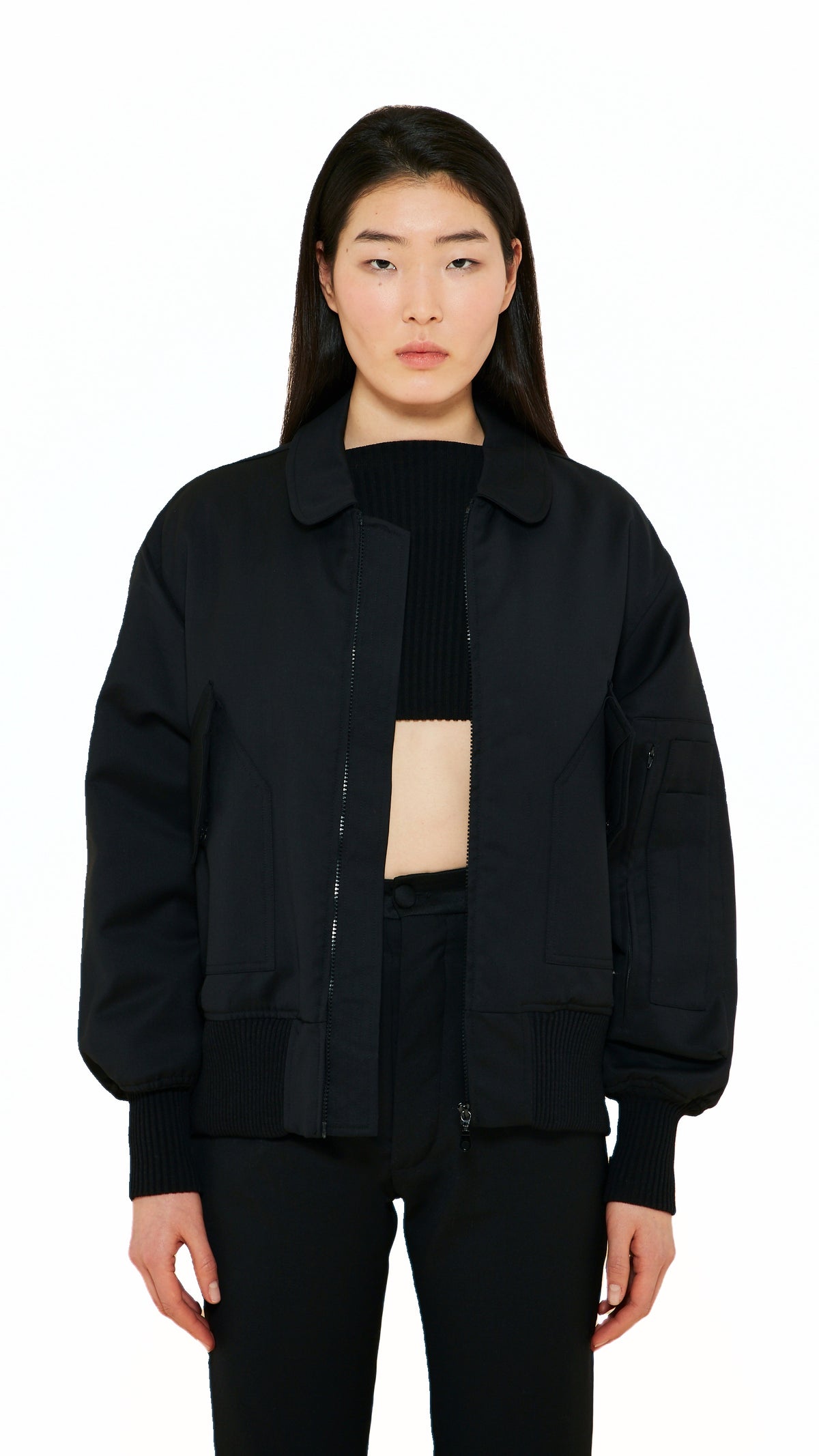Iceman Bomber Jacket Women Black, detail – POAN