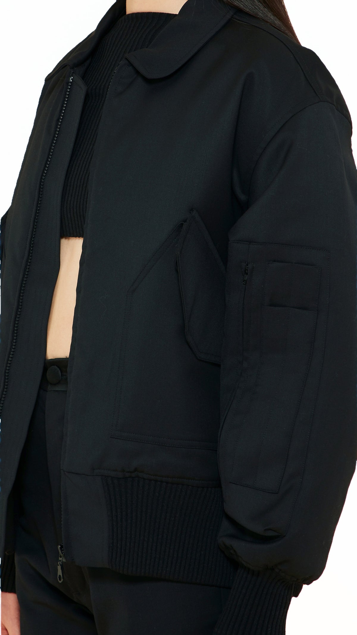 Iceman Bomber Jacket Women Black, detail – POAN
