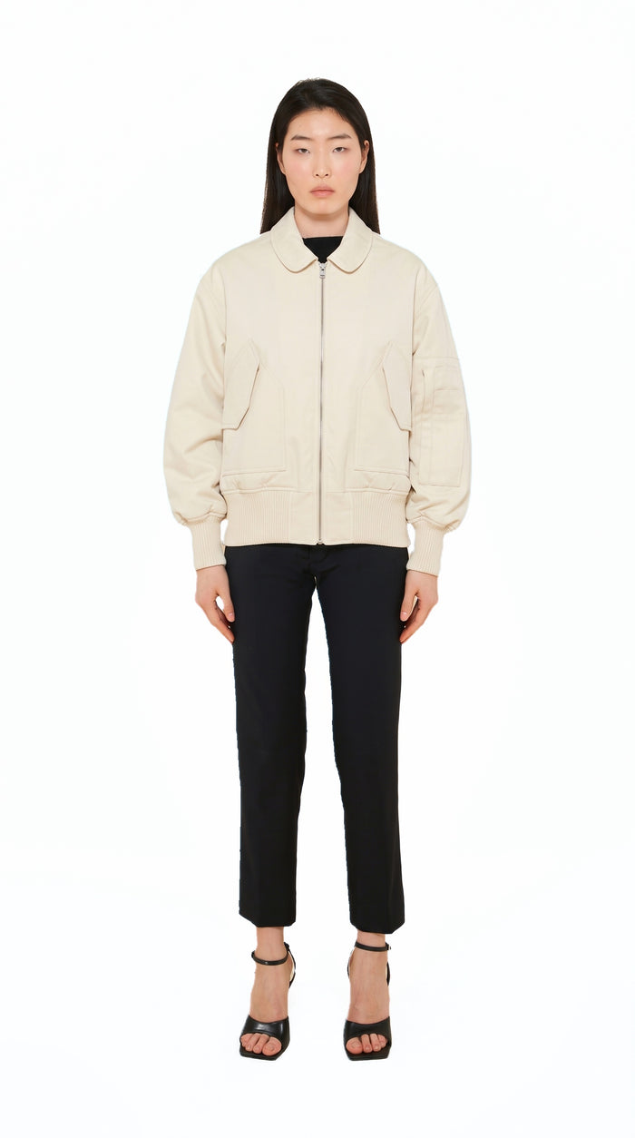 Iceman Bomber Jacket Women Ivory, front view – POAN