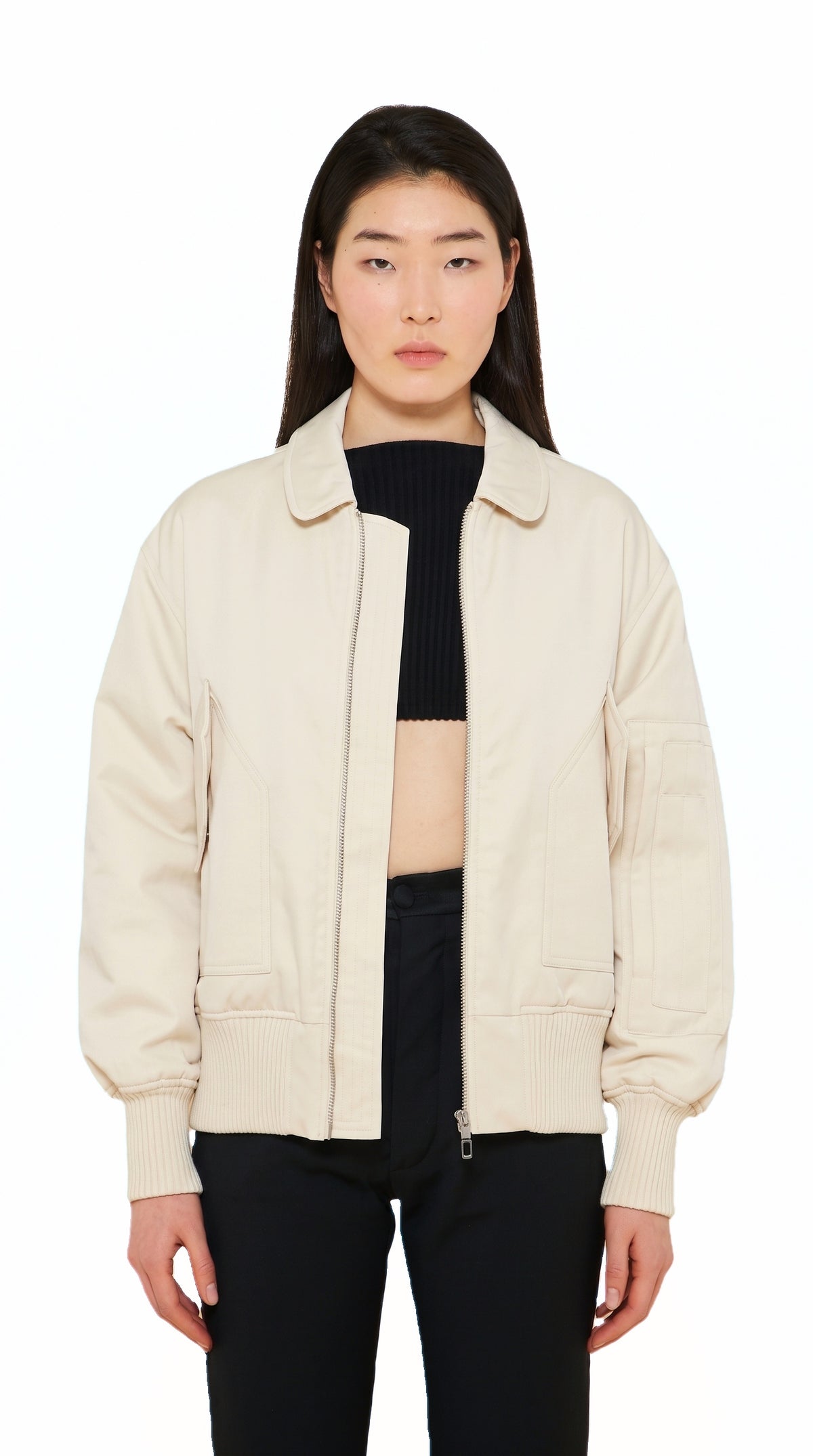 Iceman Bomber Jacket Women Ivory, detail – POAN
