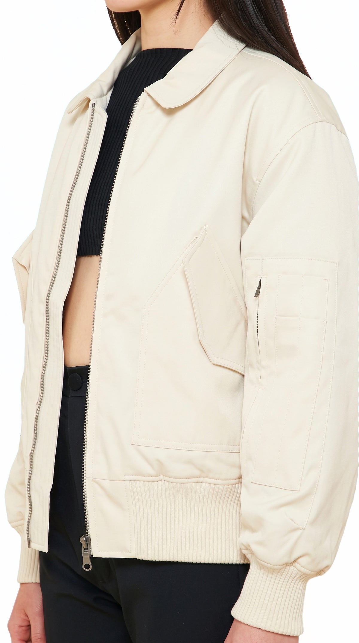 Iceman Bomber Jacket Women Ivory, detail – POAN