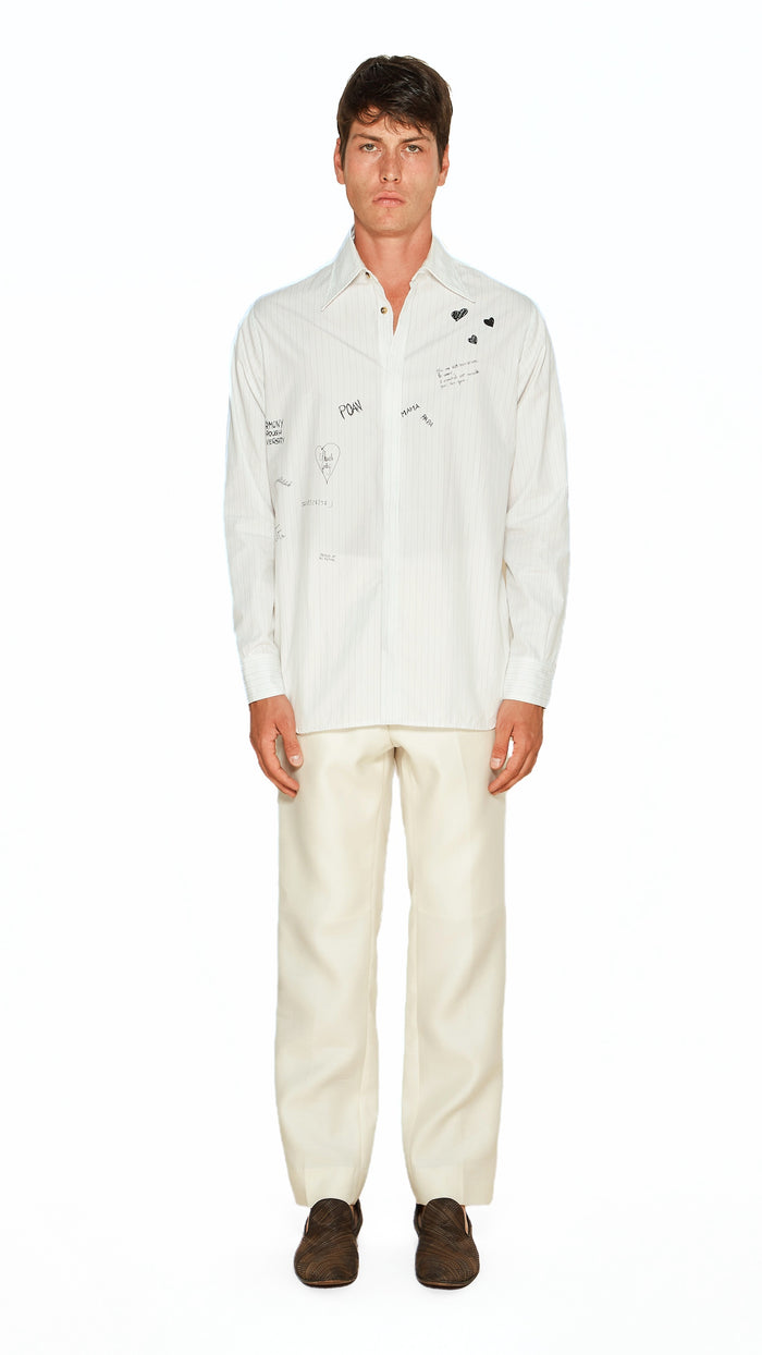 Ikarus Graffiti Shirt Men White, front view – POAN