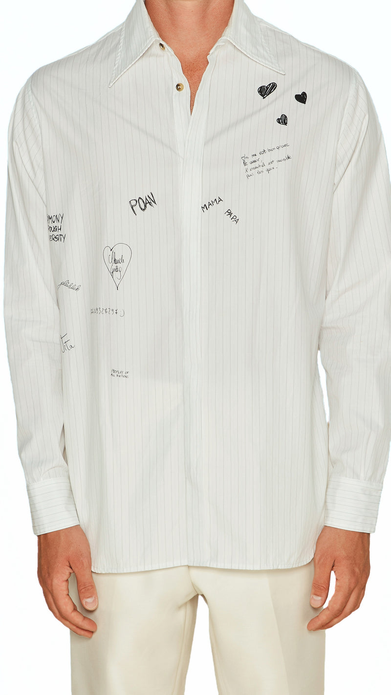 Ikarus Graffiti Shirt Men White, detail – POAN