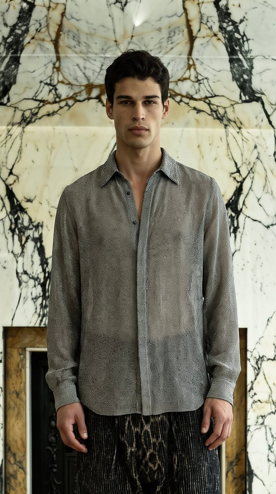 Ikarus Shirt Broken Stitch Silver Men