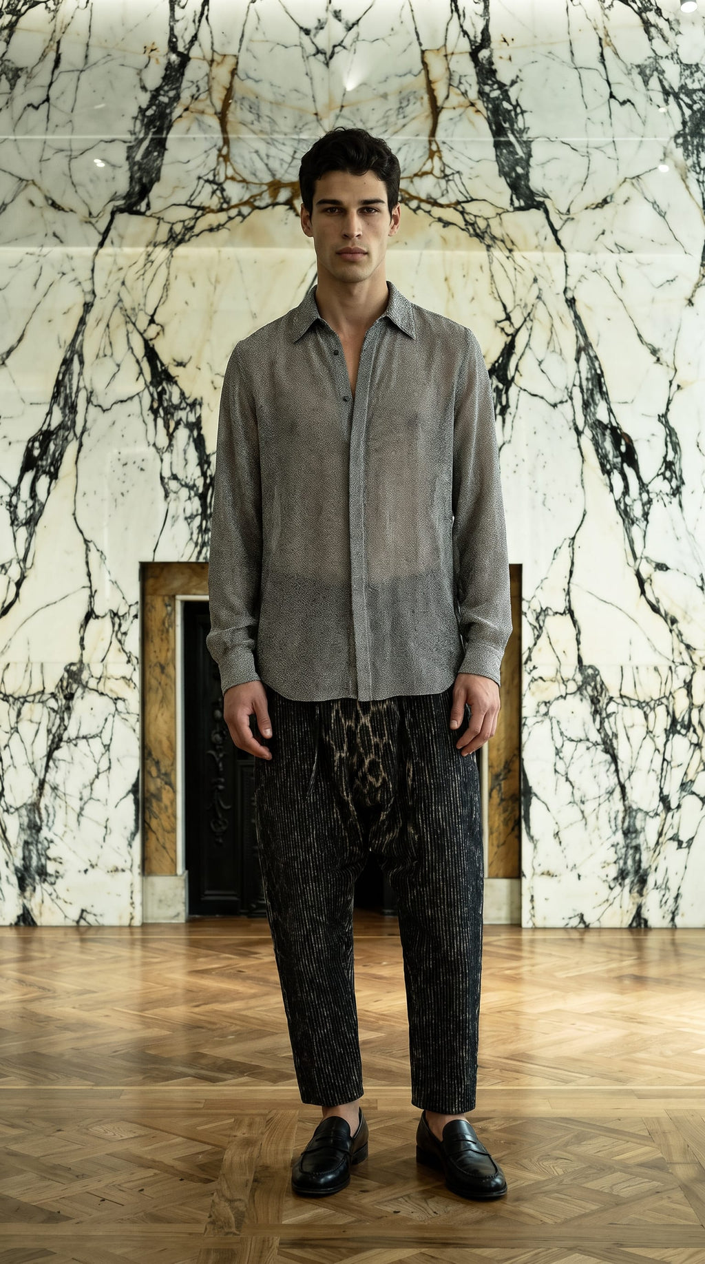 Ikarus Shirt Broken Stitch Silver Men