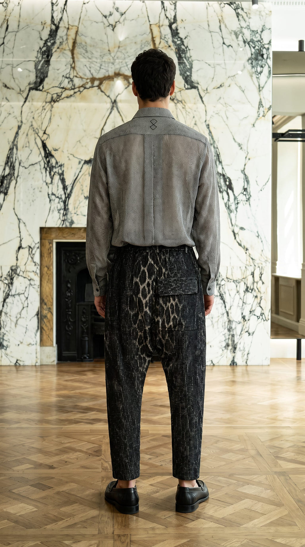 Ikarus Shirt Broken Stitch Silver Men