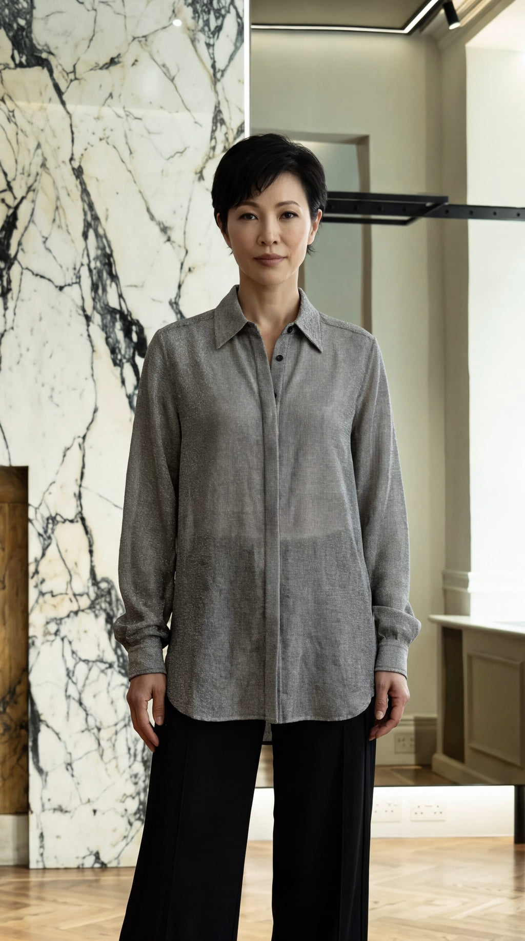 Ikarus Shirt Broken Stitch Silver Women