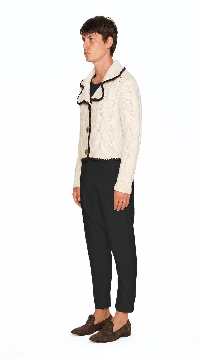 JUNKER CASHMERE HANDKNIT CARDIGAN MEN, side view – POAN
