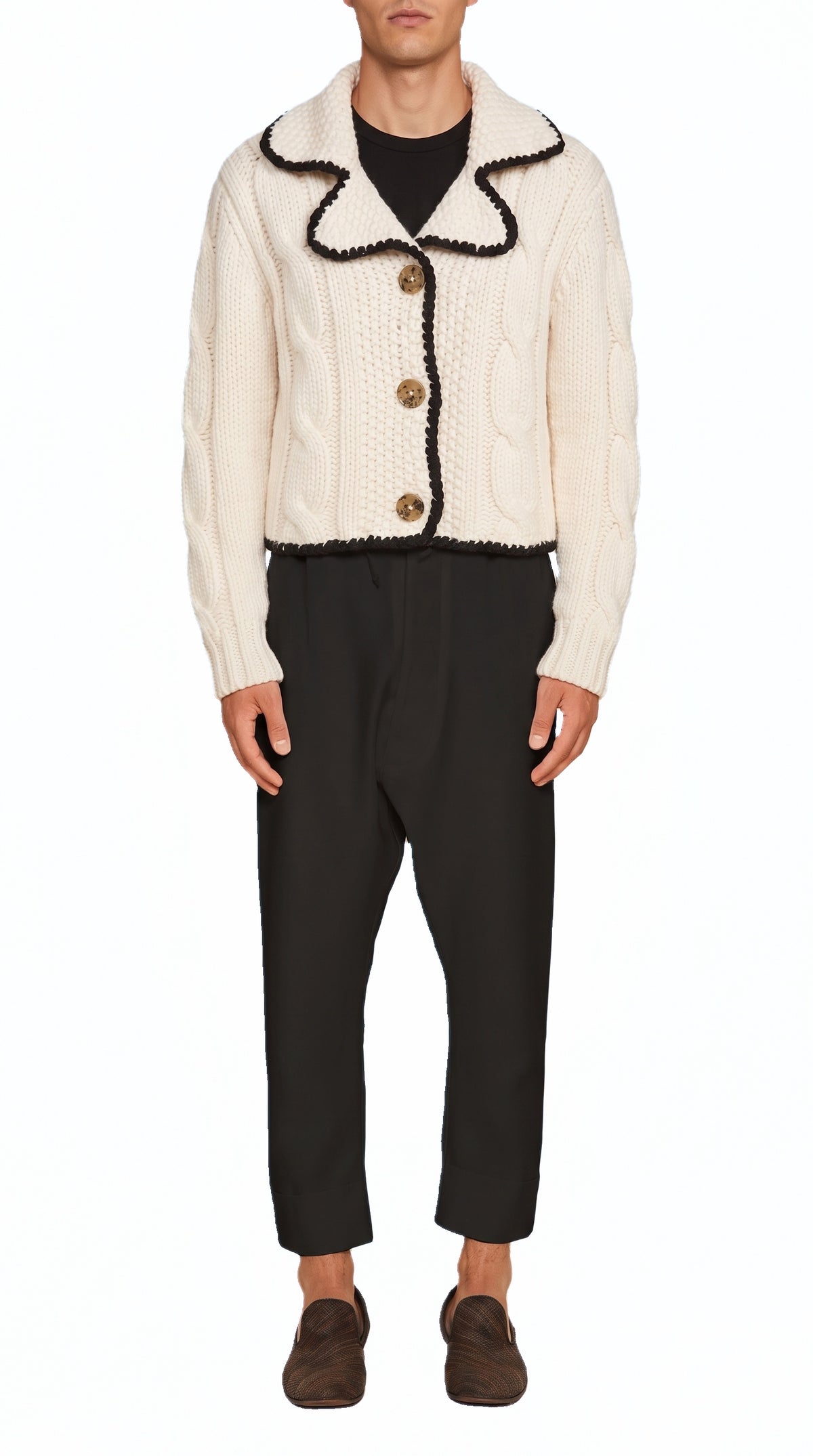 JUNKER CASHMERE HANDKNIT CARDIGAN MEN, detail – POAN