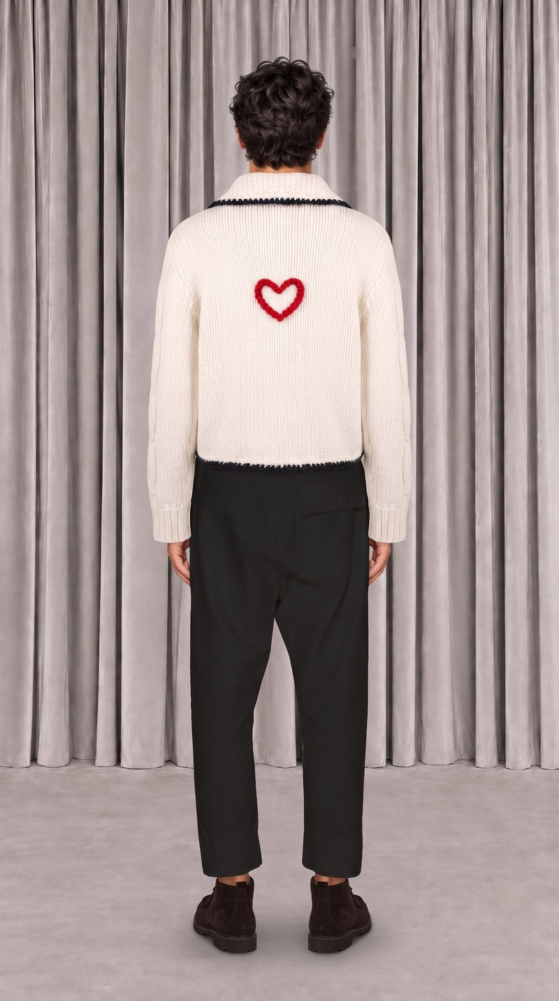 JUNKER CUSTOM CASHMERE HANDKNIT CARDIGAN MEN, back view – POAN