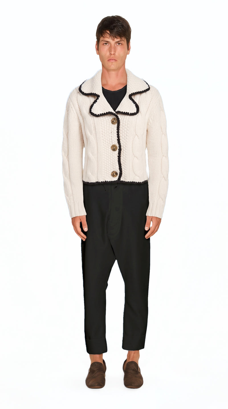 JUNKER CUSTOM CASHMERE HANDKNIT CARDIGAN MEN, front view – POAN