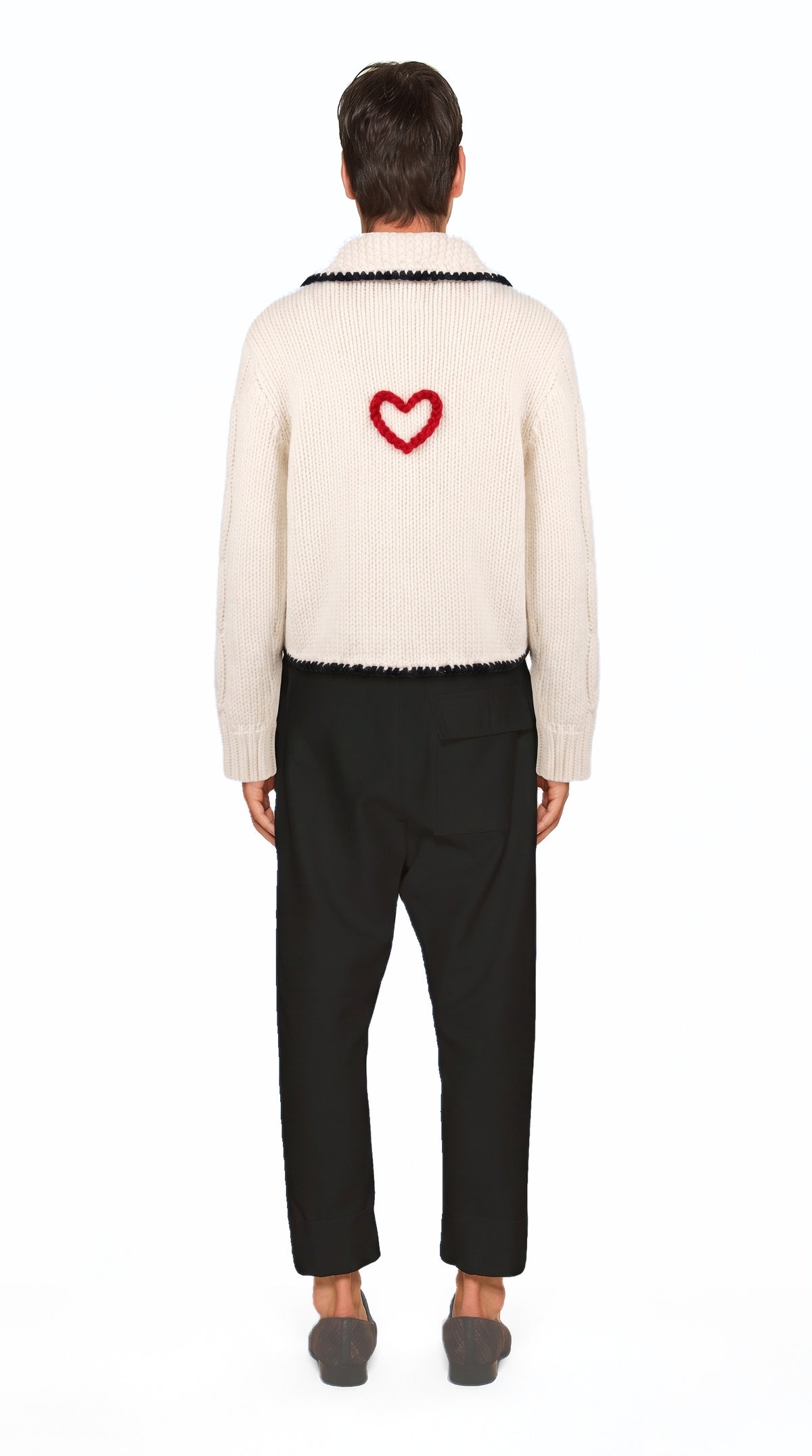 JUNKER CUSTOM CASHMERE HANDKNIT CARDIGAN MEN, back view – POAN