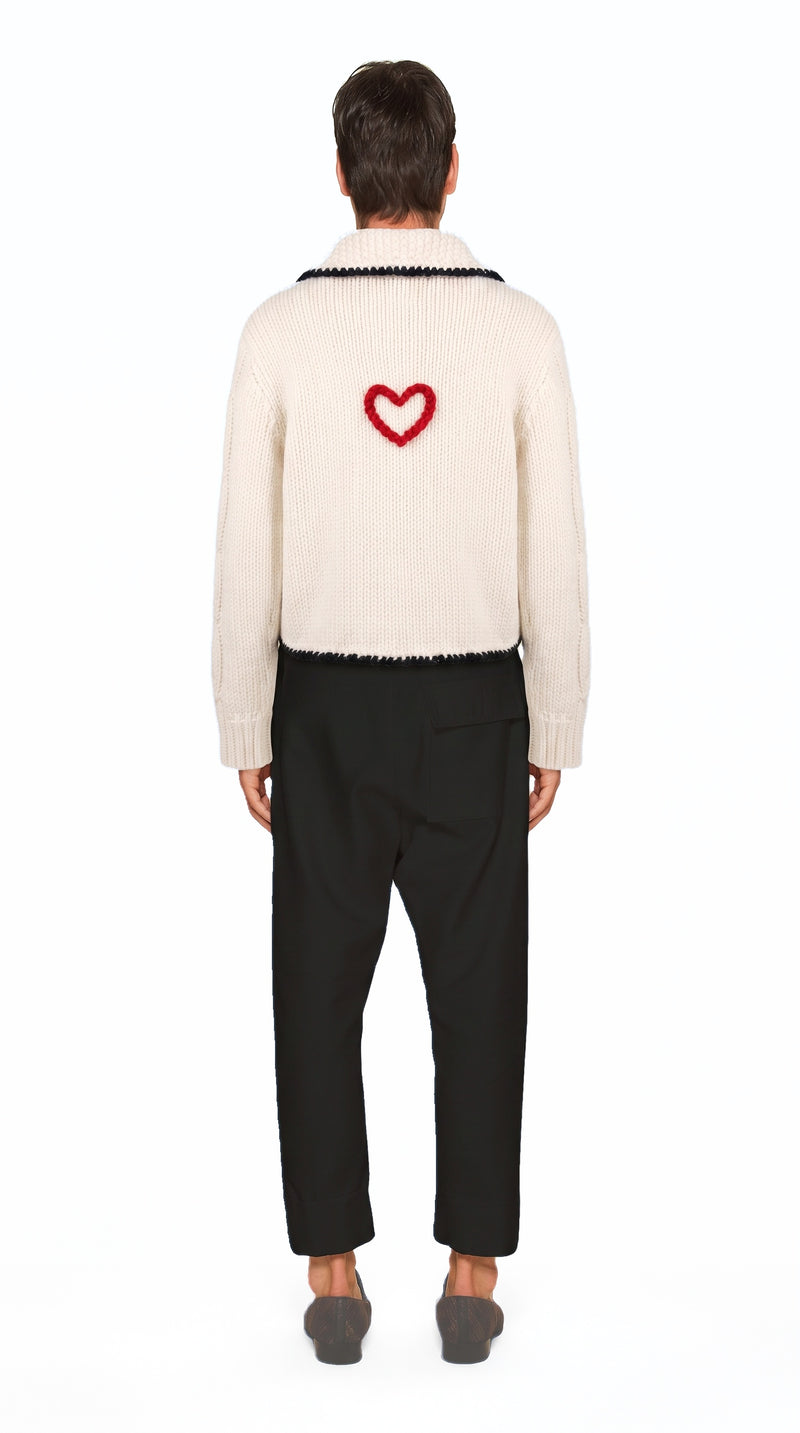 JUNKER CUSTOM CASHMERE HANDKNIT CARDIGAN MEN, back view – POAN