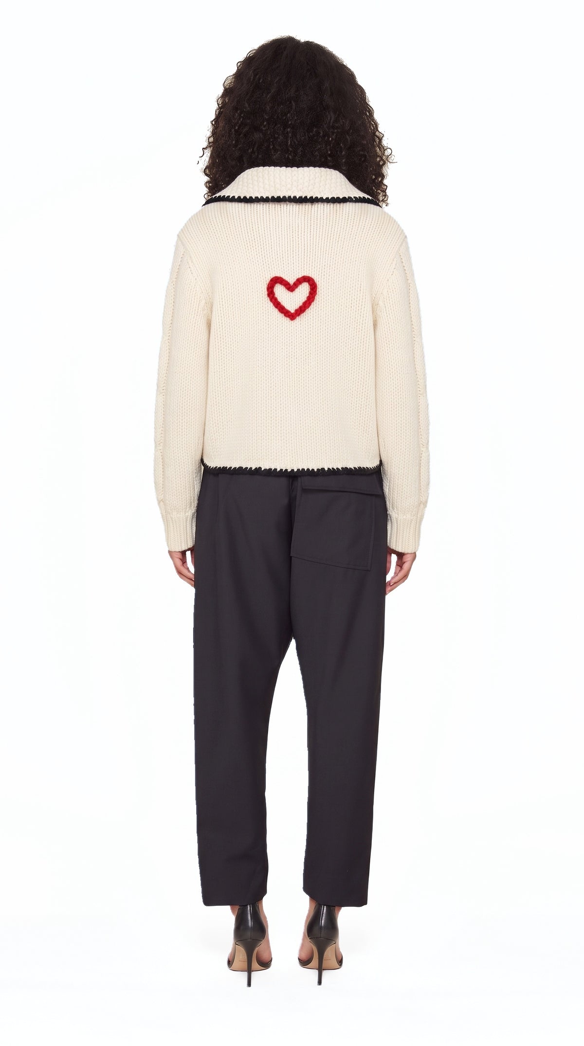 JUNKER CUSTOM CASHMERE HANDKNIT CARDIGAN WOMEN, back view – POAN