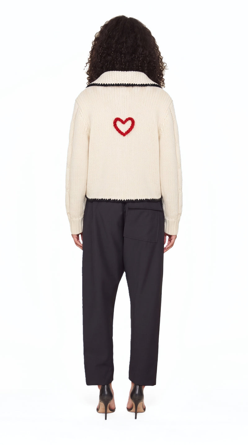 JUNKER CUSTOM CASHMERE HANDKNIT CARDIGAN WOMEN, back view – POAN