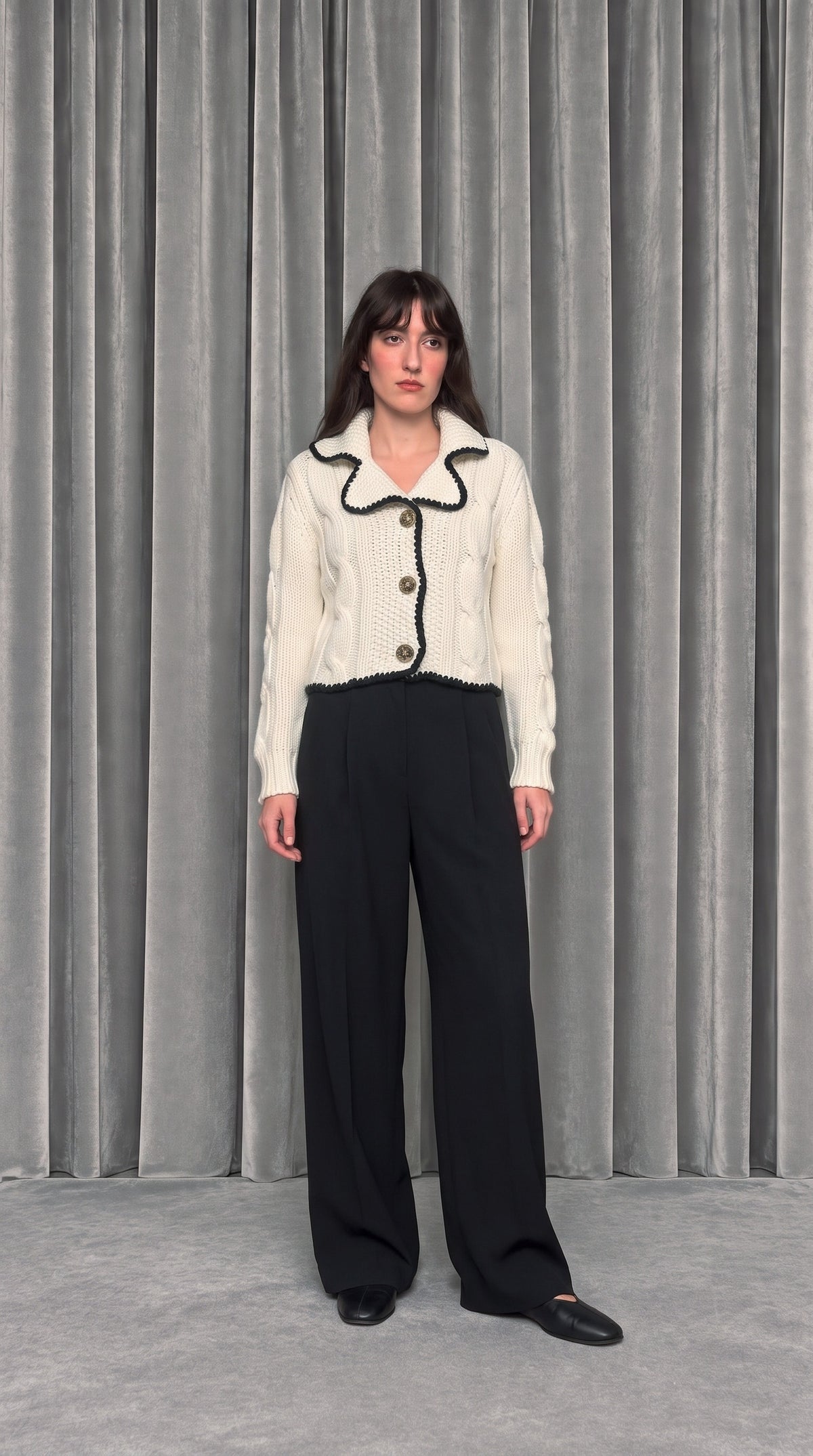 Junker Custom Cashmere Handknit Cardigan – model front