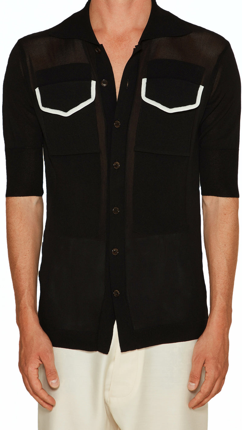 Keaton Short Sleeve Polo Men Black, detail – POAN