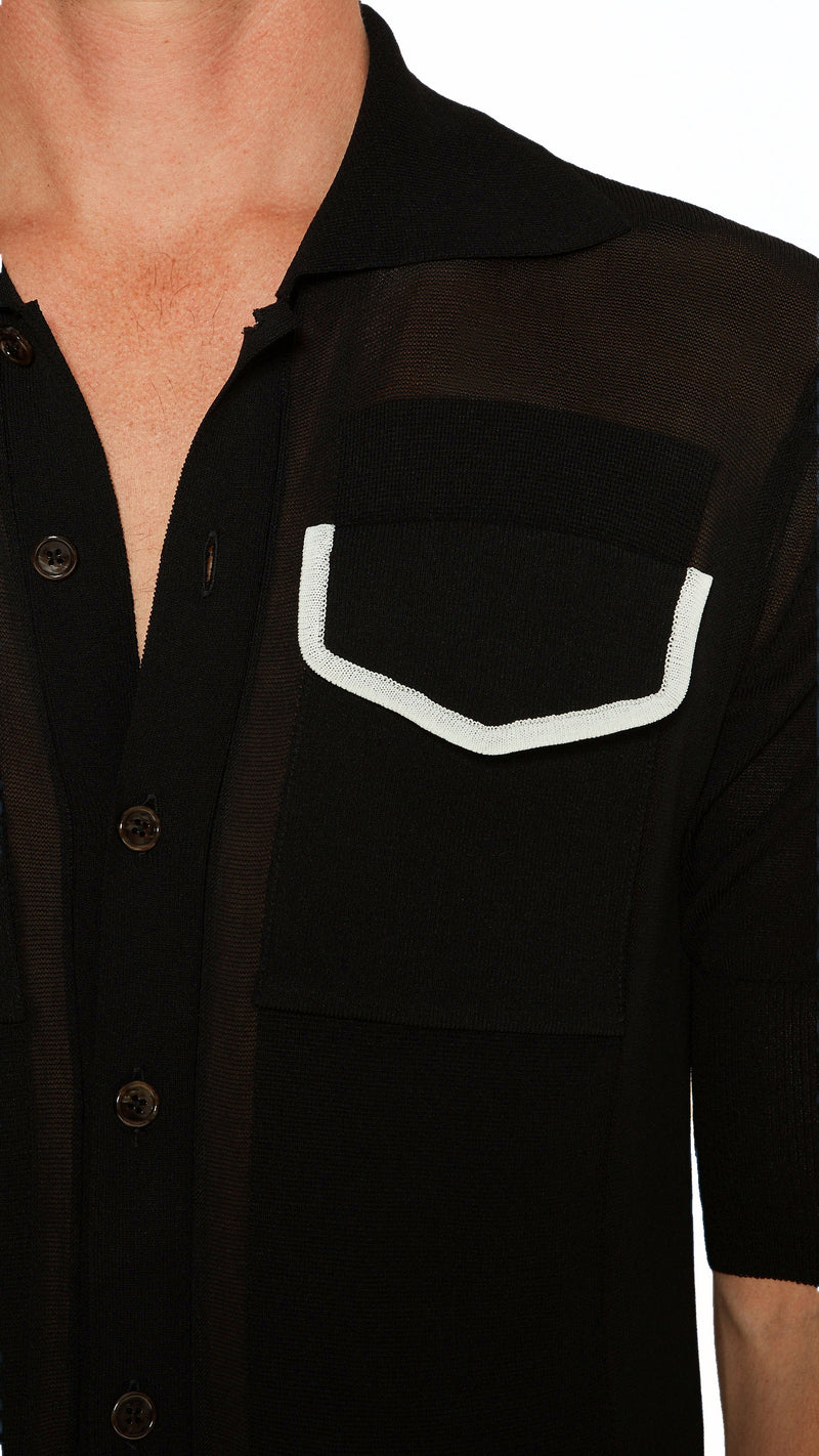 Keaton Short Sleeve Polo Men Black, detail – POAN