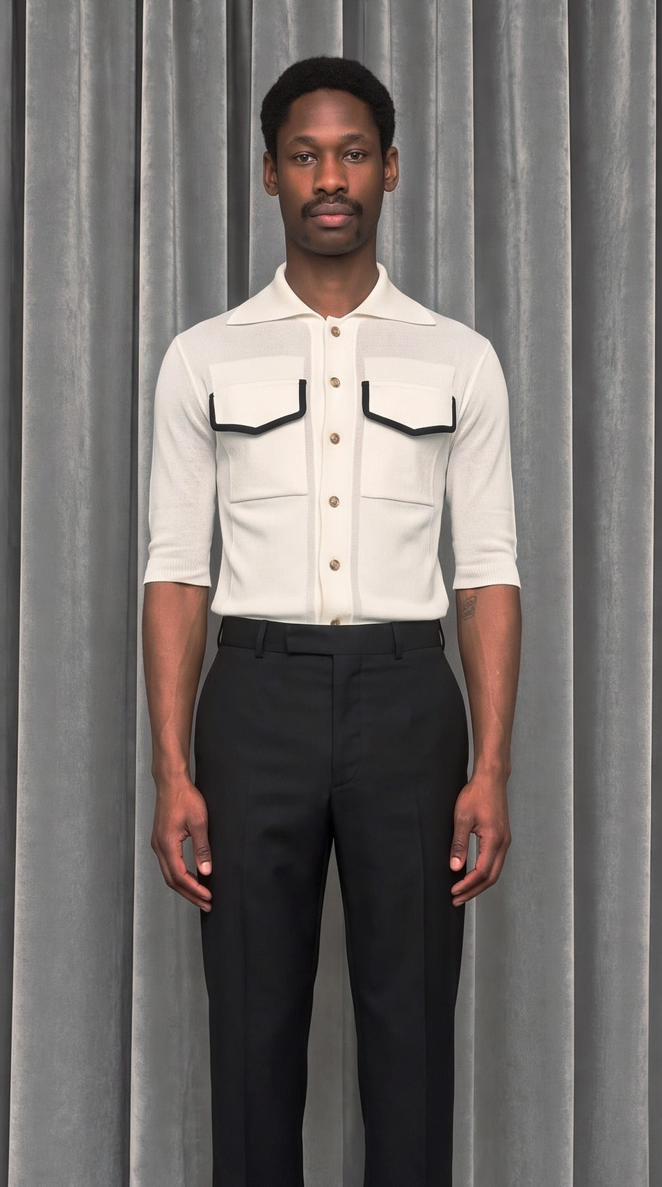 Keaton Short Sleeve Polo Ivory – detail