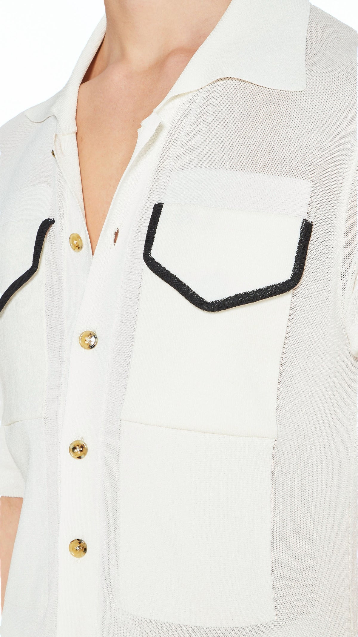 Keaton Short Sleeve Polo Men Ivory, detail – POAN