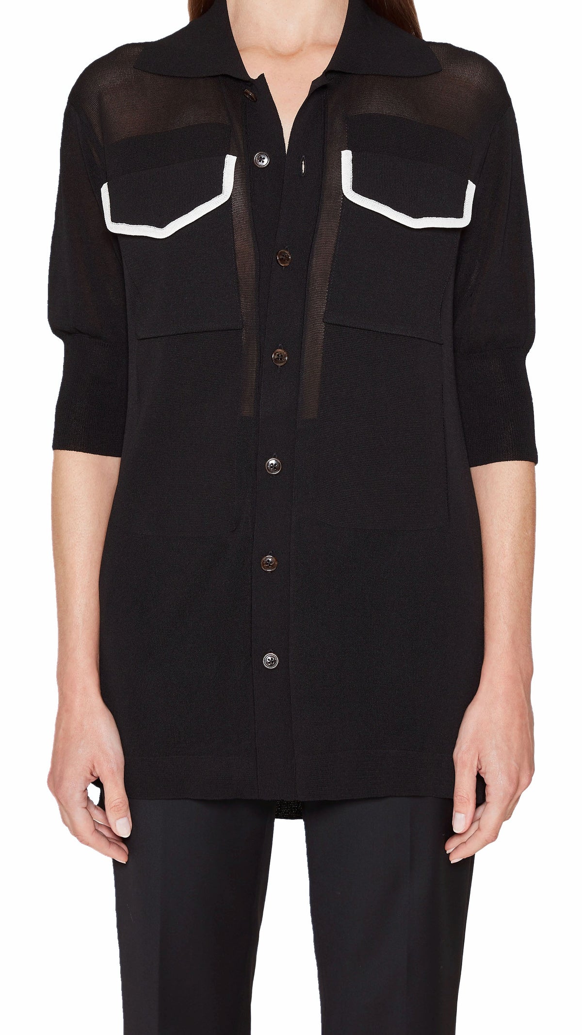 Keaton Short Sleeve Polo Women Black, detail – POAN