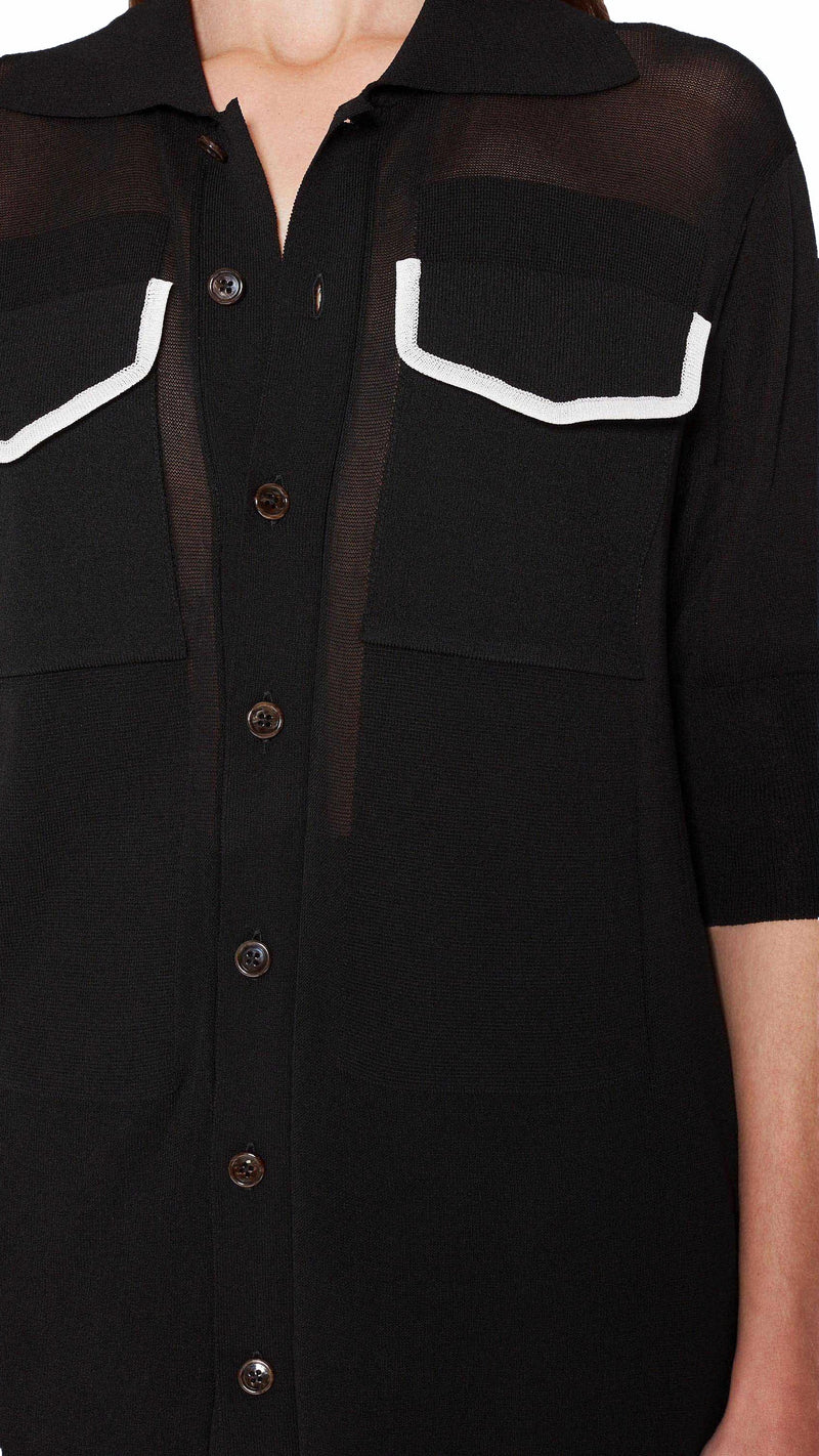 Keaton Short Sleeve Polo Women Black, detail – POAN