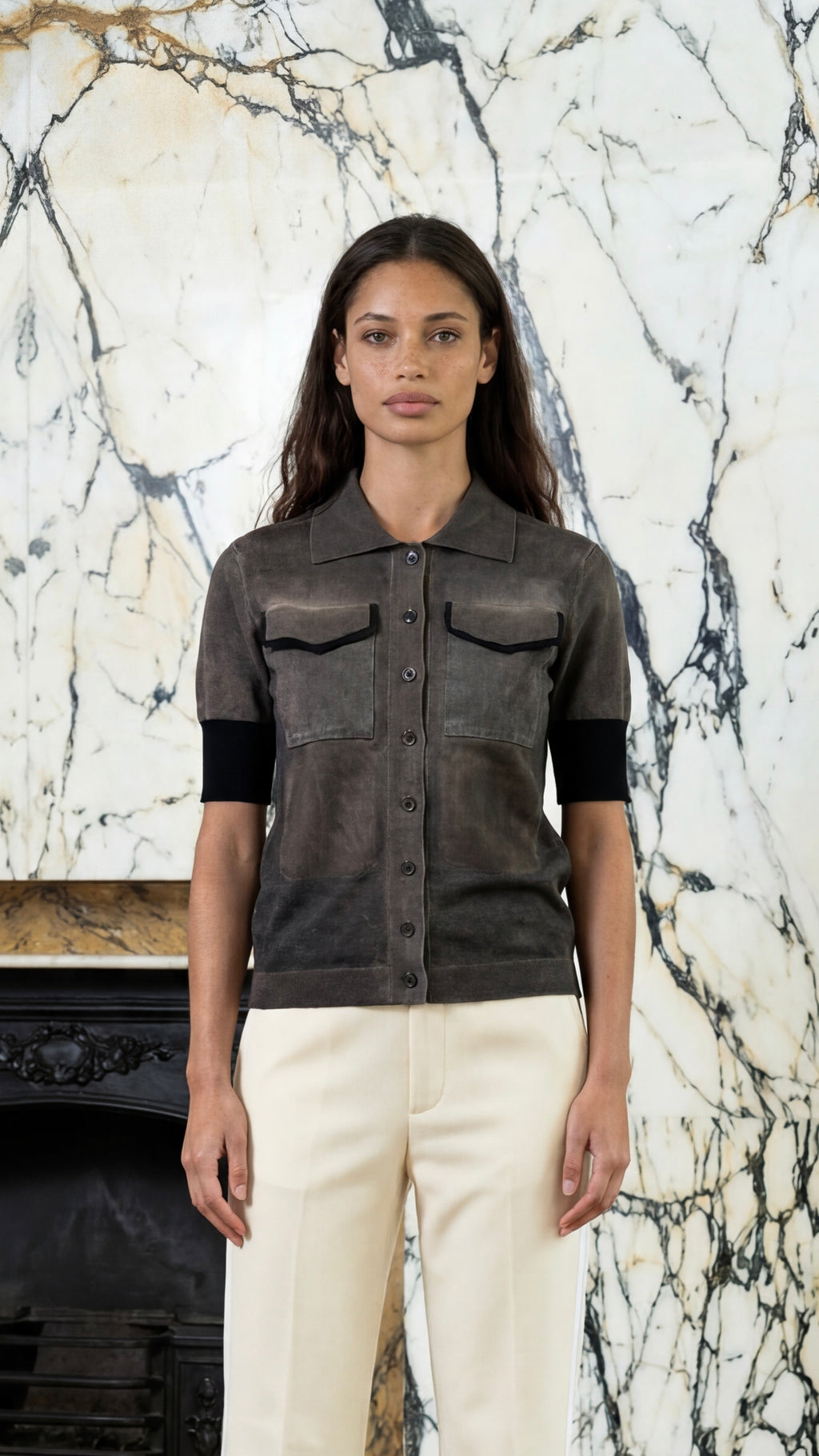 Keaton Knitted Polo Women Plume