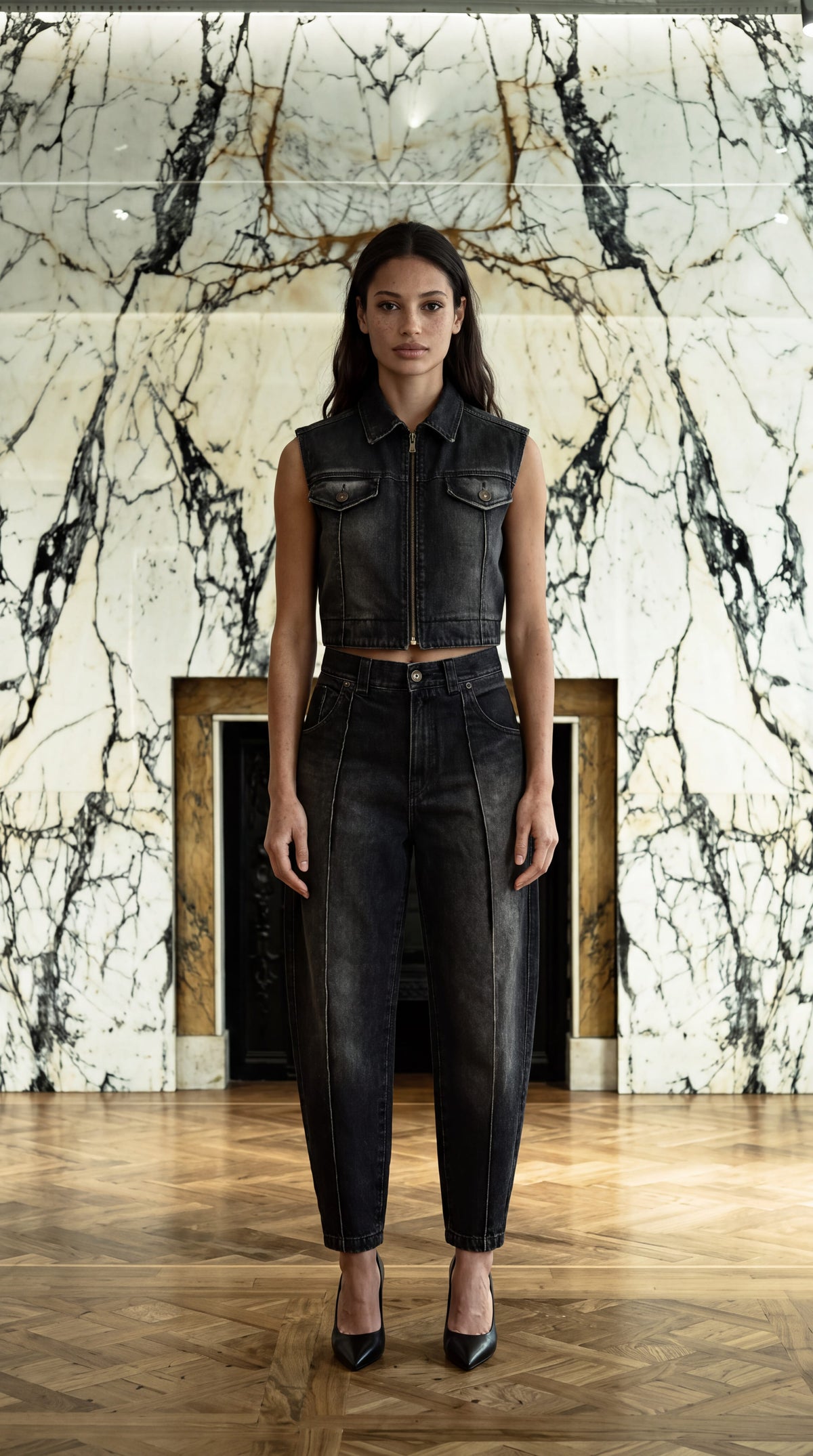 Kill Denim Waistcoat Washed Denim Asphalt Women