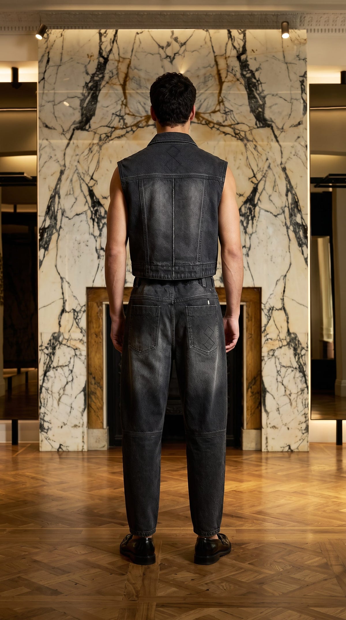 Kill Denim Waistcoat Washed Denim Asphalt Men